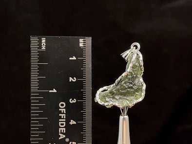 Raw MOLDAVITE Pendant - Sterling Silver - Moldavite Necklace Pendant, Genuine Moldavite Jewelry, 47364-Throwin Stones
