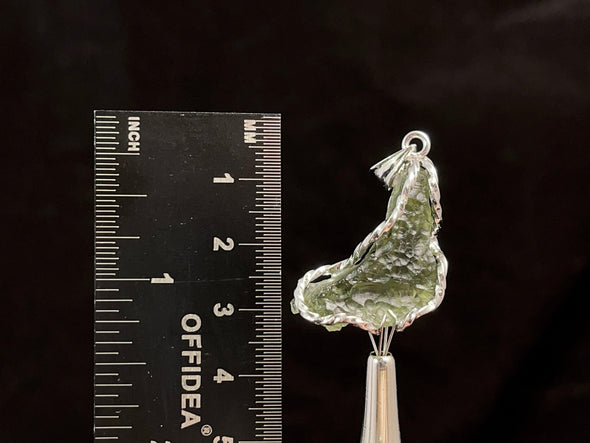 Raw MOLDAVITE Pendant - Sterling Silver - Moldavite Necklace Pendant, Genuine Moldavite Jewelry, 47364-Throwin Stones