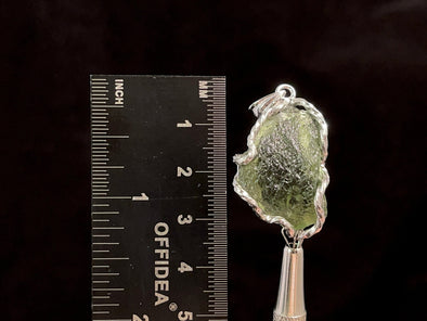 Raw MOLDAVITE Pendant - Sterling Silver - Moldavite Necklace Pendant, Genuine Moldavite Jewelry, 47366-Throwin Stones