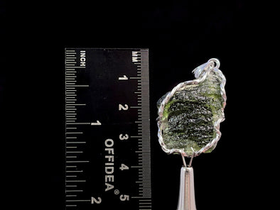 Raw MOLDAVITE Pendant - Sterling Silver - Moldavite Necklace Pendant, Genuine Moldavite Jewelry, 47410-Throwin Stones