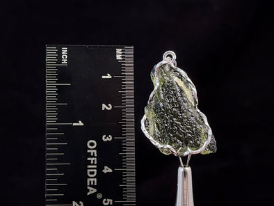Raw MOLDAVITE Pendant - Sterling Silver - Moldavite Necklace Pendant, Genuine Moldavite Jewelry, 47412-Throwin Stones