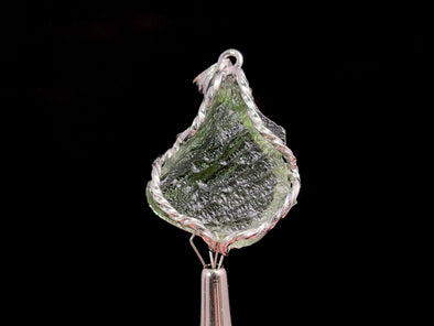 Raw MOLDAVITE Pendant - Sterling Silver - Moldavite Necklace Pendant, Genuine Moldavite Jewelry, 47413-Throwin Stones