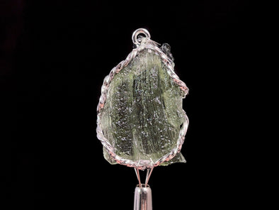 Raw MOLDAVITE Pendant - Sterling Silver - Moldavite Necklace Pendant, Genuine Moldavite Jewelry, 47415-Throwin Stones