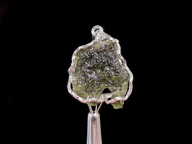 Raw MOLDAVITE Pendant - Sterling Silver - Moldavite Necklace Pendant, Genuine Moldavite Jewelry, 47417-Throwin Stones