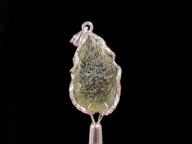 Raw MOLDAVITE Pendant - Sterling Silver - Moldavite Necklace Pendant, Genuine Moldavite Jewelry, 47427-Throwin Stones