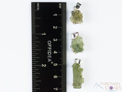 Raw MOLDAVITE Pendant - Sterling Silver, Prong Bezel - Real Moldavite Pendant, Moldavite Jewelry with Certification, E1651-Throwin Stones