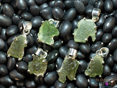 Raw MOLDAVITE Pendant - Sterling Silver, Prong Bezel - Real Moldavite Pendant, Moldavite Jewelry with Certification, E1651-Throwin Stones