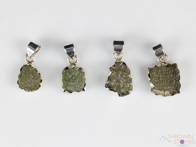 Raw MOLDAVITE Pendant - Sterling Silver, Prong Bezel - Real Moldavite Pendant, Moldavite Jewelry with Certification, E2172-Throwin Stones