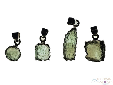 Raw MOLDAVITE Pendant - Sterling Silver, Prong Bezel - Real Moldavite Pendant, Moldavite Jewelry with Certification, E2172-Throwin Stones