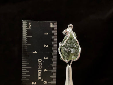 Raw MOLDAVITE Pendant - Sterling Silver - Real Jewelry with Certification, 47318-Throwin Stones