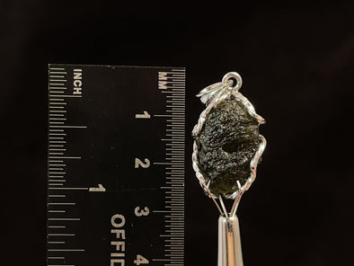 Raw MOLDAVITE Pendant - Sterling Silver - Real Moldavite Pendant, Moldavite Jewelry with Certification, 47273-Throwin Stones