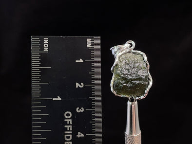 Raw MOLDAVITE Pendant - Sterling Silver - Real Moldavite Pendant, Moldavite Jewelry with Certification, 47276-Throwin Stones