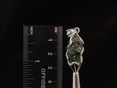 Raw MOLDAVITE Pendant - Sterling Silver - Real Moldavite Pendant, Moldavite Jewelry with Certification, 47278-Throwin Stones