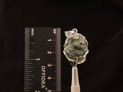Raw MOLDAVITE Pendant - Sterling Silver - Real Moldavite Pendant, Moldavite Jewelry with Certification, 47292-Throwin Stones