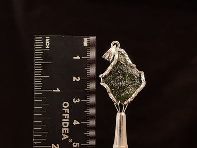 Raw MOLDAVITE Pendant - Sterling Silver - Real Moldavite Pendant, Moldavite Jewelry with Certification, 47293-Throwin Stones