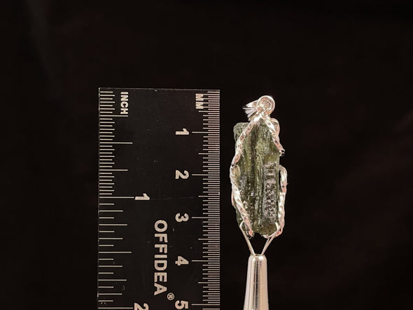 Raw MOLDAVITE Pendant - Sterling Silver - Real Moldavite Pendant, Moldavite Jewelry with Certification, 47300-Throwin Stones