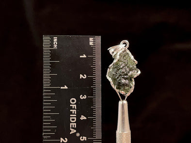 Raw MOLDAVITE Pendant - Sterling Silver - Real Moldavite Pendant, Moldavite Jewelry with Certification, 47302-Throwin Stones