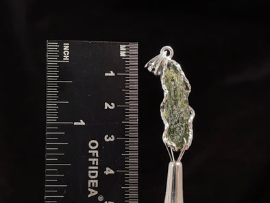 Raw MOLDAVITE Pendant - Sterling Silver - Real Moldavite Pendant, Moldavite Jewelry with Certification, 47305-Throwin Stones