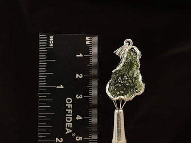 Raw MOLDAVITE Pendant - Sterling Silver - Real Moldavite Pendant, Moldavite Jewelry with Certification, 47309-Throwin Stones