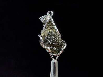 Raw MOLDAVITE Pendant - Sterling Silver - Real Moldavite Pendant, Moldavite Jewelry with Certification, 47315-Throwin Stones