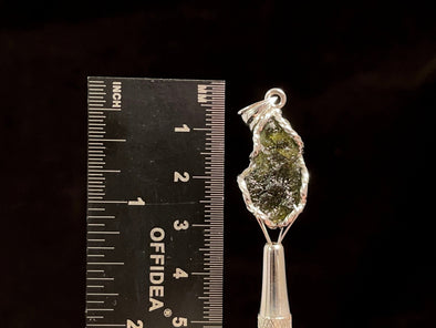 Raw MOLDAVITE Pendant - Sterling Silver - Real Moldavite Pendant, Moldavite Jewelry with Certification, 47316-Throwin Stones