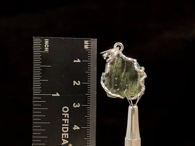 Raw MOLDAVITE Pendant - Sterling Silver - Real Moldavite Pendant, Moldavite Jewelry with Certification, 47317-Throwin Stones