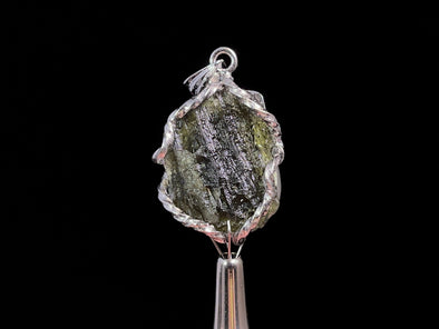 Raw MOLDAVITE Pendant - Sterling Silver - Real Moldavite Pendant, Moldavite Jewelry with Certification, 47326-Throwin Stones