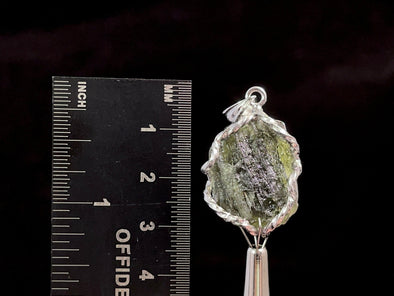 Raw MOLDAVITE Pendant - Sterling Silver - Real Moldavite Pendant, Moldavite Jewelry with Certification, 47326-Throwin Stones