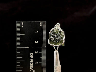 Raw MOLDAVITE Pendant - Sterling Silver - Real Moldavite Pendant, Moldavite Jewelry with Certification, 47333-Throwin Stones