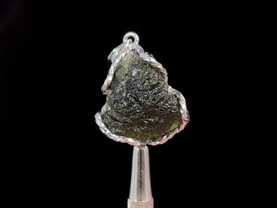 Raw MOLDAVITE Pendant - Sterling Silver - Real Moldavite Pendant, Moldavite Jewelry with Certification, 47368-Throwin Stones
