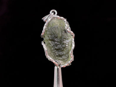 Raw MOLDAVITE Pendant - Sterling Silver - Real Moldavite Pendant, Moldavite Jewelry with Certification, 47371-Throwin Stones
