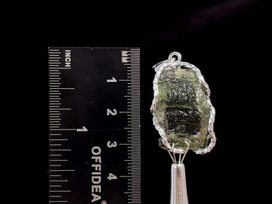 Raw MOLDAVITE Pendant - Sterling Silver - Real Moldavite Pendant, Moldavite Jewelry with Certification, 47377-Throwin Stones