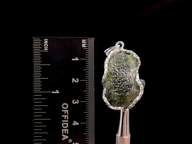 Raw MOLDAVITE Pendant - Sterling Silver - Real Moldavite Pendant, Moldavite Jewelry with Certification, 47380-Throwin Stones