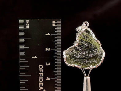 Raw MOLDAVITE Pendant - Sterling Silver - Real Moldavite Pendant, Moldavite Jewelry with Certification, 47391-Throwin Stones