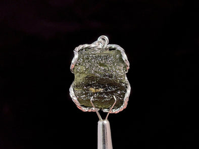 Raw MOLDAVITE Pendant - Sterling Silver - Real Moldavite Pendant, Moldavite Jewelry with Certification, 47392-Throwin Stones