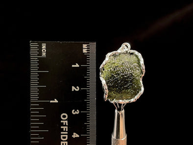 Raw MOLDAVITE Pendant - Sterling Silver - Real Moldavite Pendant, Moldavite Jewelry with Certification, 47393-Throwin Stones