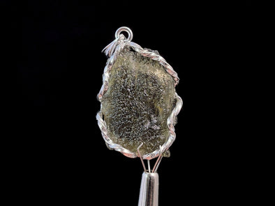 Raw MOLDAVITE Pendant - Sterling Silver - Real Moldavite Pendant, Moldavite Jewelry with Certification, 47399-Throwin Stones
