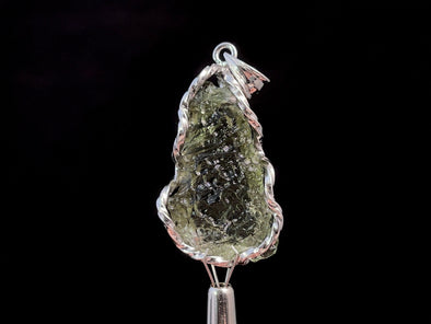 Raw MOLDAVITE Pendant - Sterling Silver - Real Moldavite Pendant, Moldavite Jewelry with Certification, 47400-Throwin Stones
