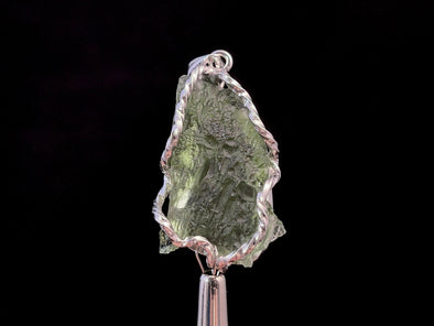 Raw MOLDAVITE Pendant - Sterling Silver - Real Moldavite Pendant, Moldavite Jewelry with Certification, 47402-Throwin Stones