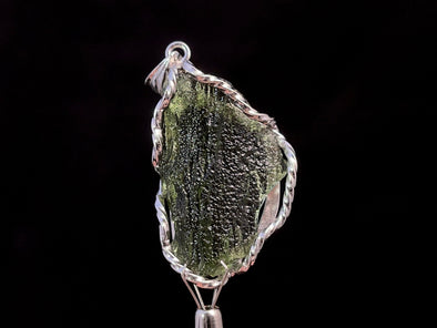 Raw MOLDAVITE Pendant - Sterling Silver - Real Moldavite Pendant, Moldavite Jewelry with Certification, 47405-Throwin Stones