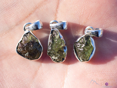 Raw MOLDAVITE Pendant - Sterling Silver - Real Moldavite Pendant, Moldavite Jewelry with Certification, E1650-Throwin Stones