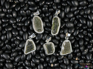 Raw MOLDAVITE Pendant - Sterling Silver, Rope Bezel - Real Moldavite Pendant, Moldavite Jewelry with Certification, E2175-Throwin Stones