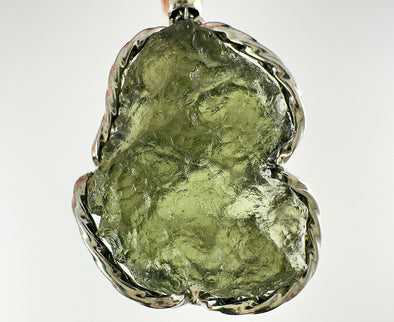 Raw MOLDAVITE Pendant - Sterling Silver, Wire Wrapped Pendant - Real Moldavite Pendant, Moldavite Jewelry with Certification, 54356-Throwin Stones