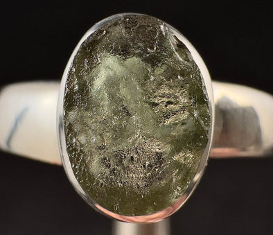 Raw MOLDAVITE Ring - Size 8.75, Sterling Silver Ring - Genuine Moldavite Ring, Moldavite Jewelry with Certification, 53581-Throwin Stones