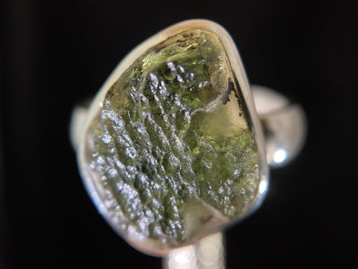 Raw MOLDAVITE Ring - Size 9.25, Sterling Silver Ring - Genuine Moldavite Ring, Moldavite Jewelry with Certification, 44923-Throwin Stones