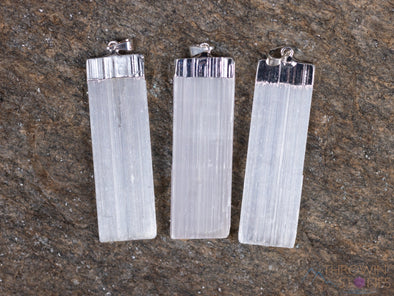 Raw SELENITE Crystal Pendant - Crystal Points, Handmade Jewelry, Healing Crystals and Stones, E0259-Throwin Stones