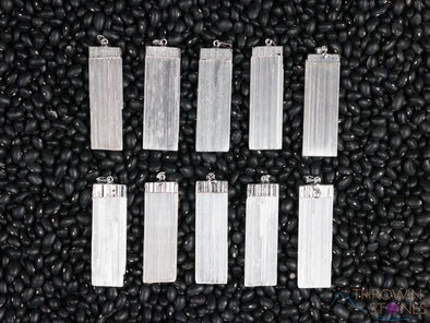 Raw SELENITE Crystal Pendant - Natural Crystal Point Jewelry, Metaphysical Healing Stones, E0259-Throwin Stones