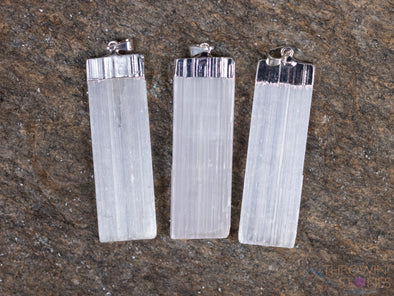 Raw SELENITE Crystal Pendant - Natural Crystal Point Jewelry, Metaphysical Healing Stones, E0259-Throwin Stones