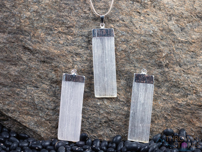 Raw SELENITE Crystal Pendant - Natural Crystal Point Jewelry, Metaphysical Healing Stones, E0259-Throwin Stones