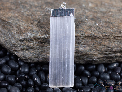 Raw SELENITE Crystal Pendant - Natural Crystal Point Jewelry, Metaphysical Healing Stones, E0259-Throwin Stones